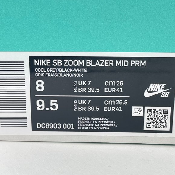 Nike SB Zoom Blazer Mid Premium Acclimate Grey Black Shoes - Picture 8 of 10